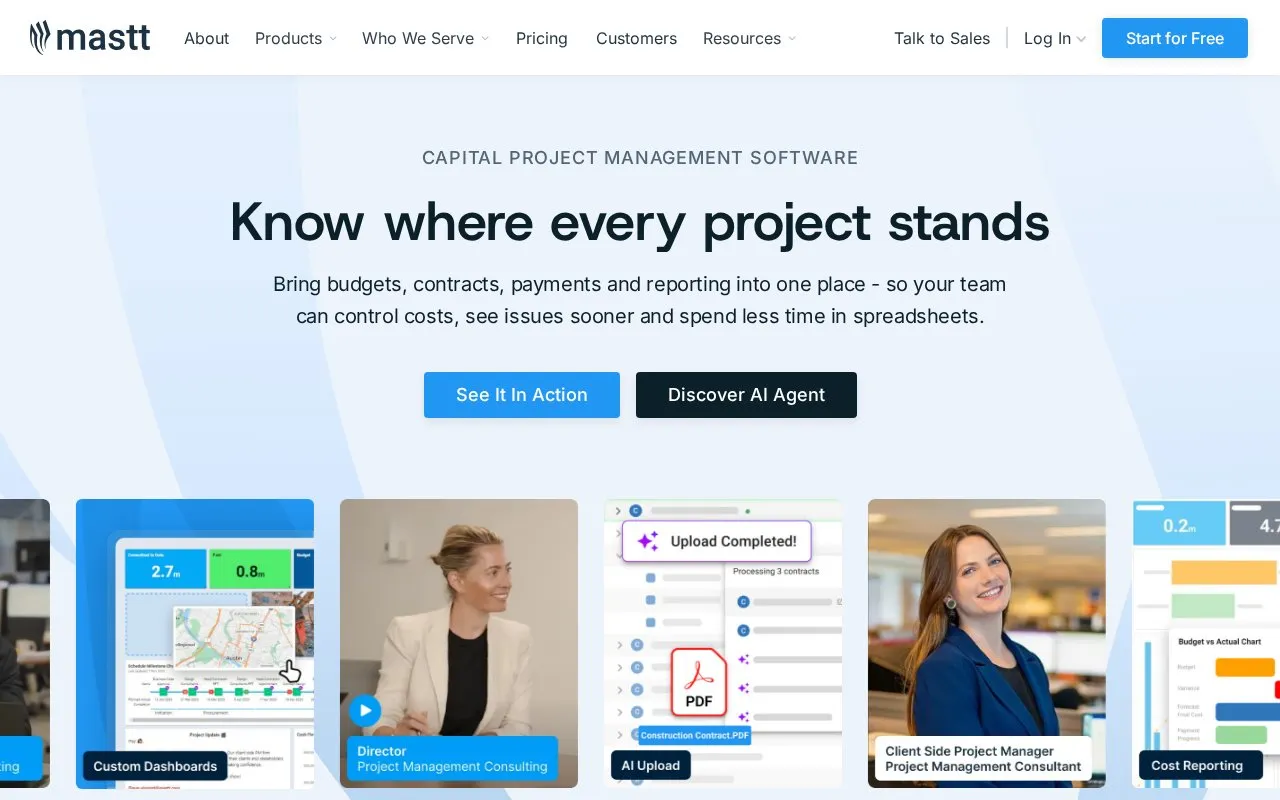 Mastt homepage screenshot