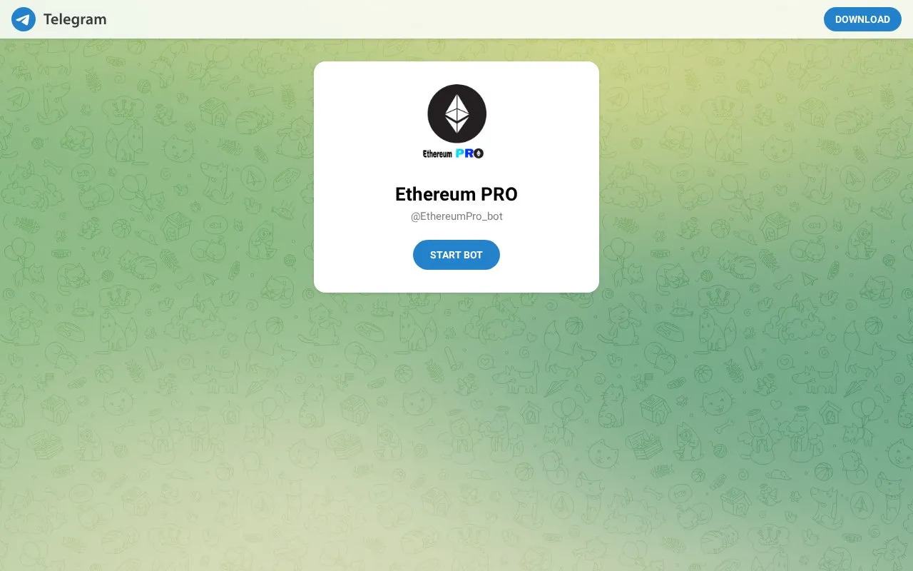 @EthereumPro_bot homepage screenshot