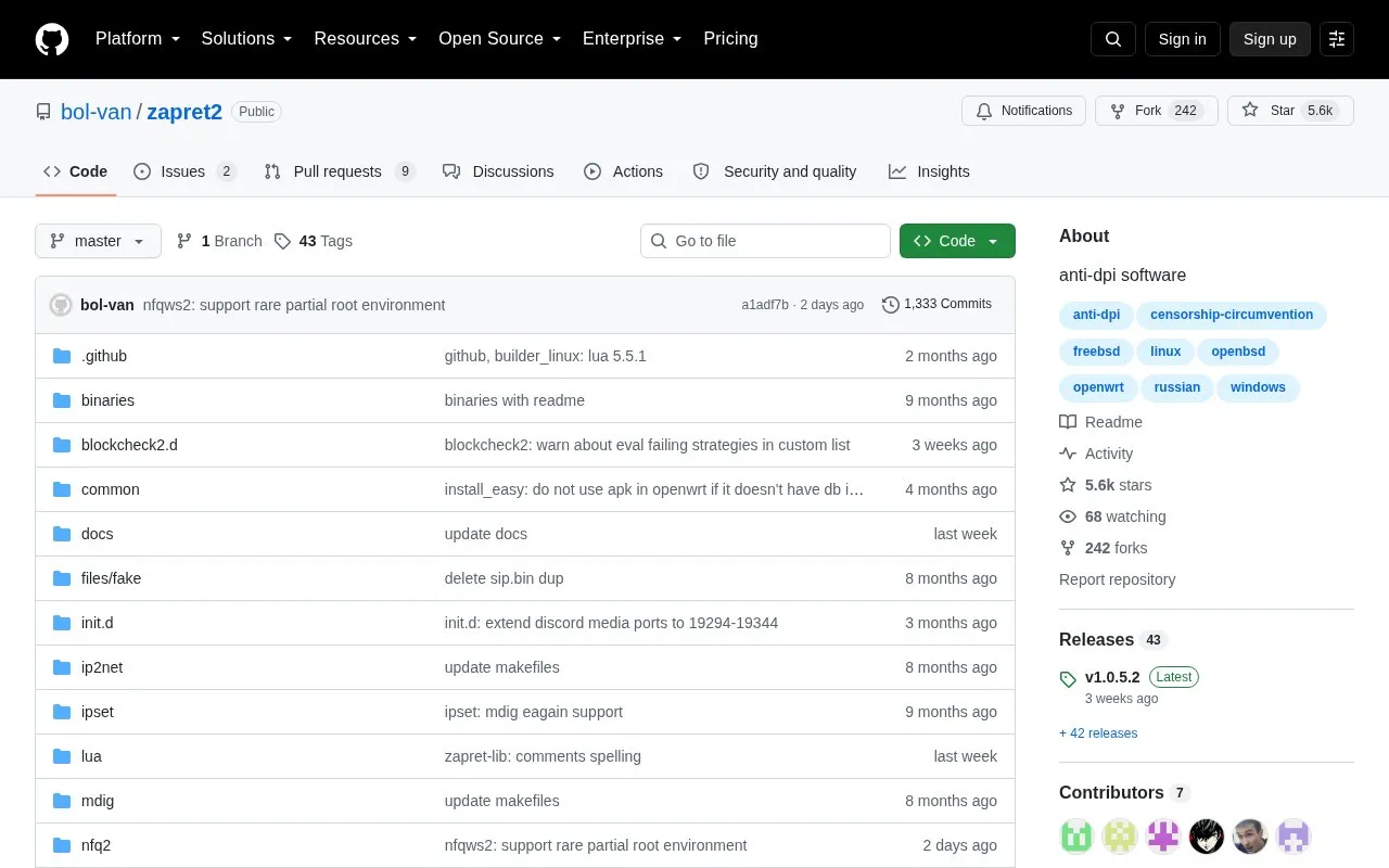 zapret homepage screenshot