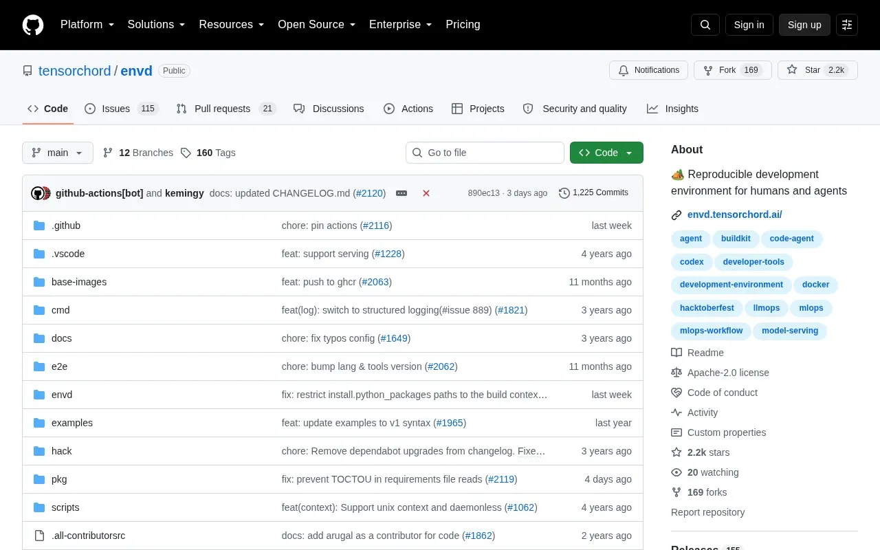 envd homepage screenshot