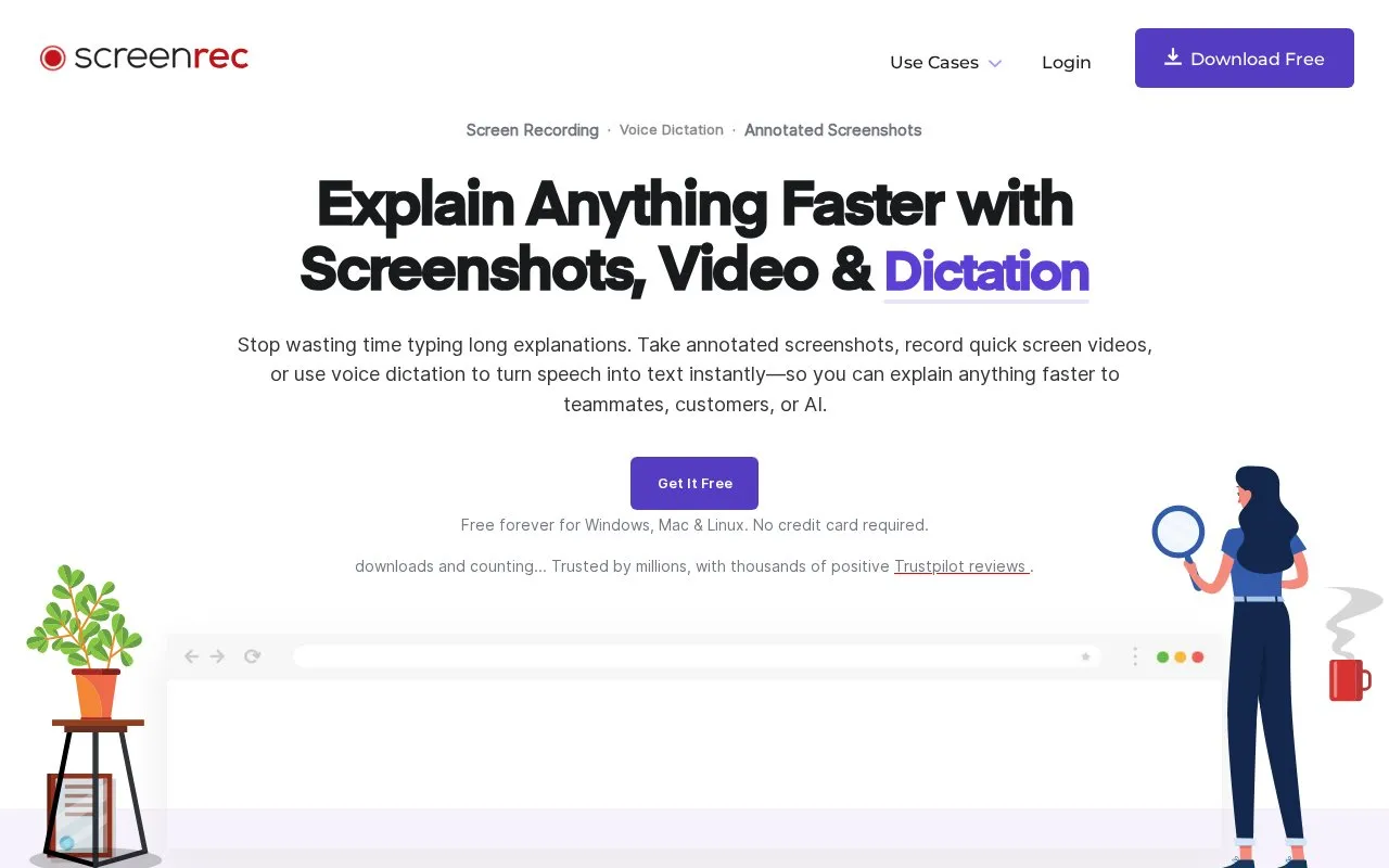 ScreenRec homepage screenshot