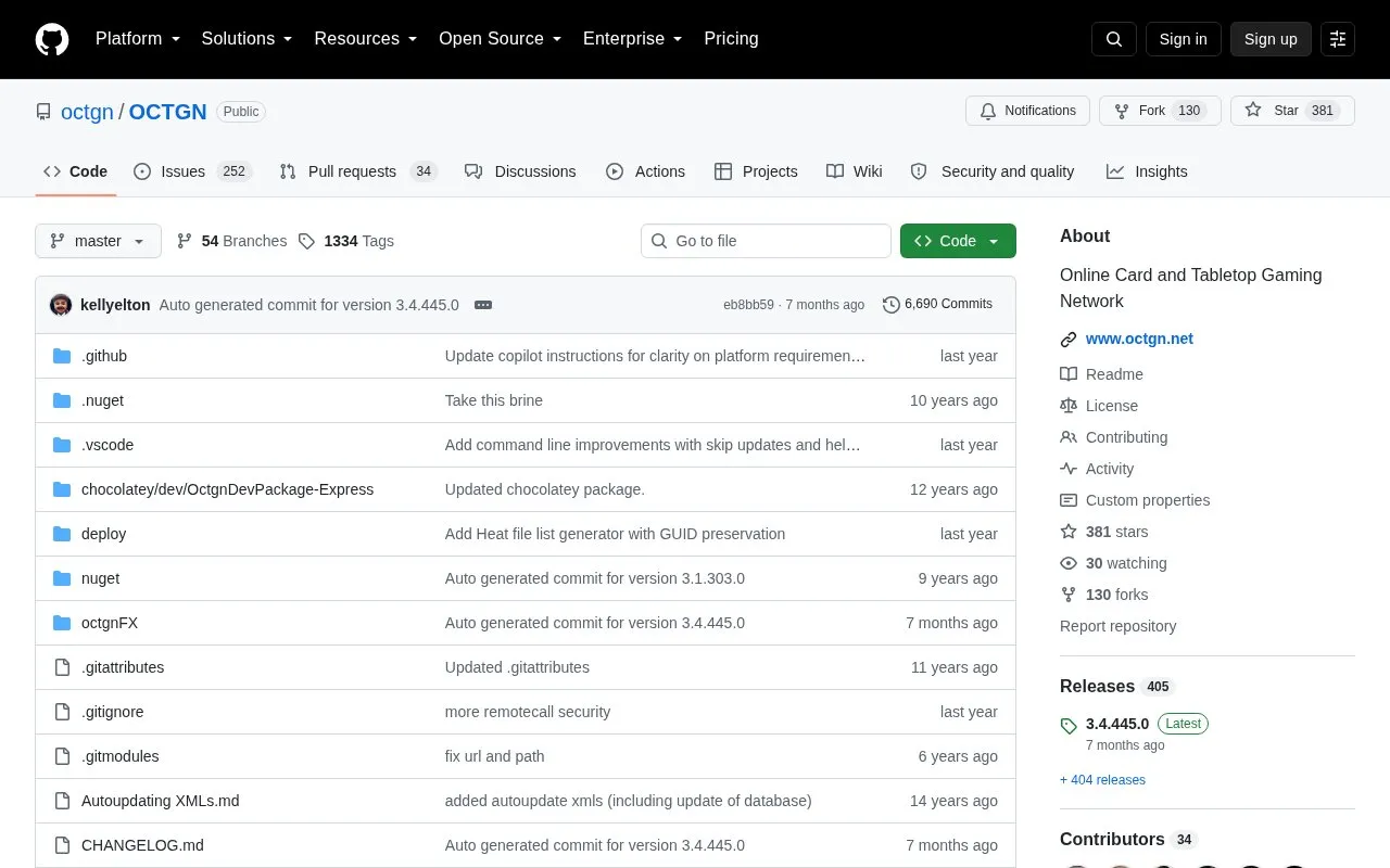 Octgn homepage screenshot