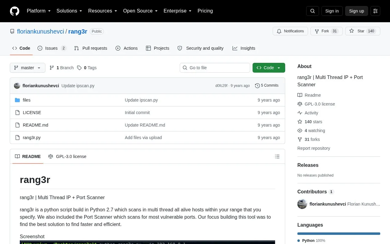 Rang3r homepage screenshot