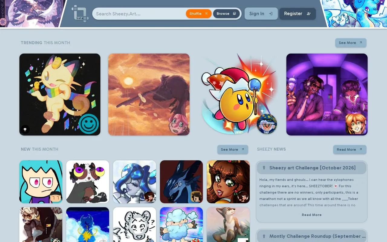 Sheezy.Art homepage screenshot
