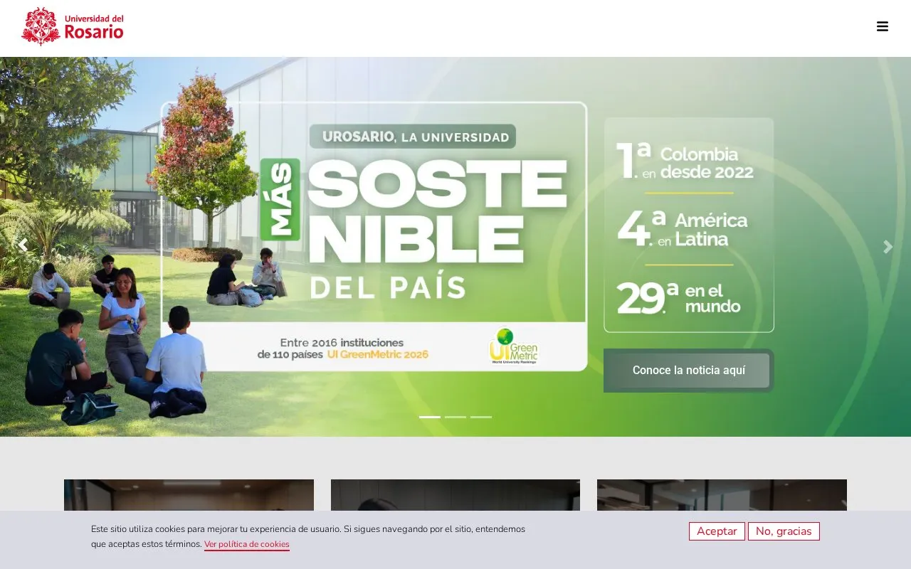 Universidad del Rosario homepage screenshot