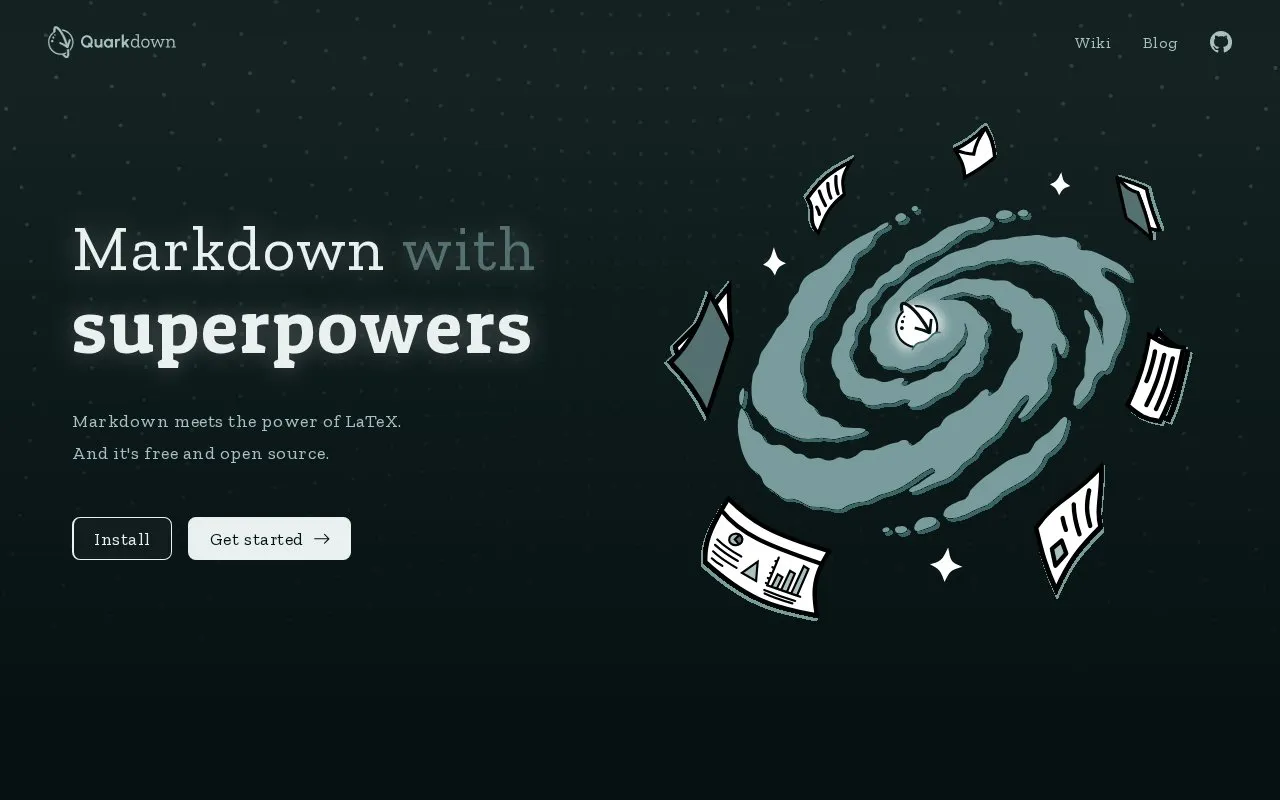 Quarkdown homepage screenshot