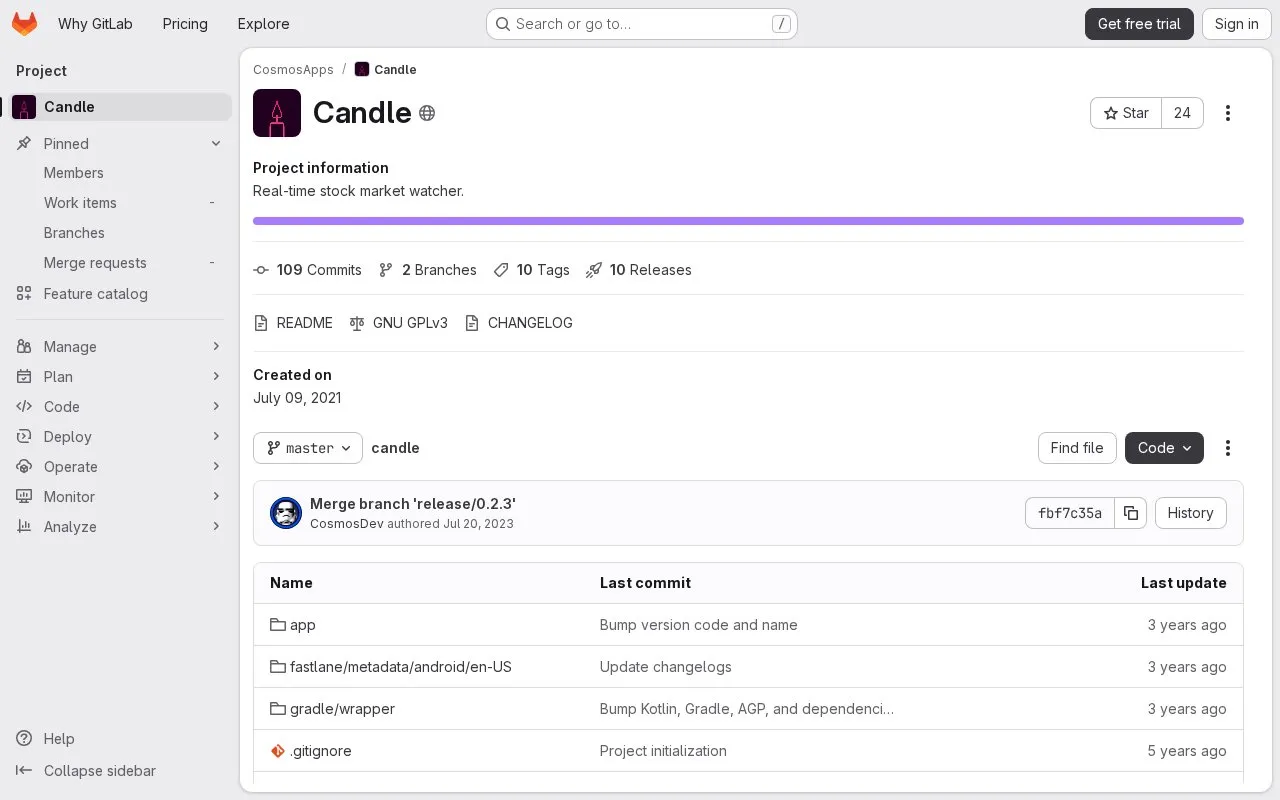 Candle homepage screenshot
