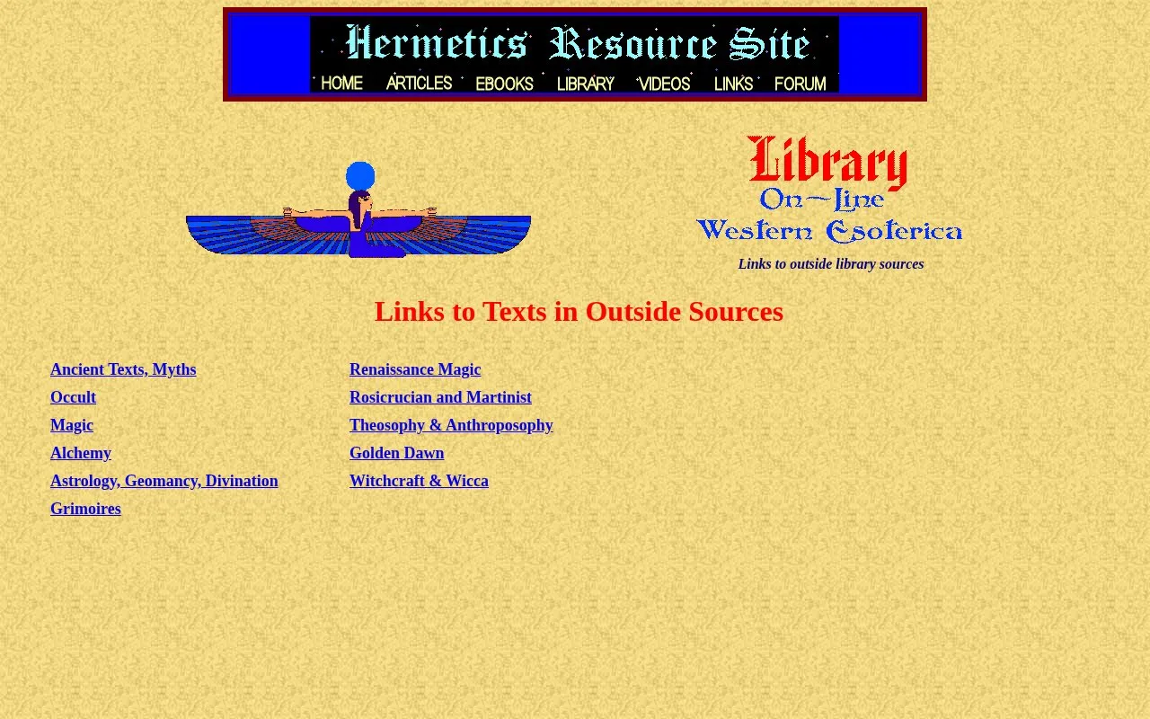 Hermetics homepage screenshot