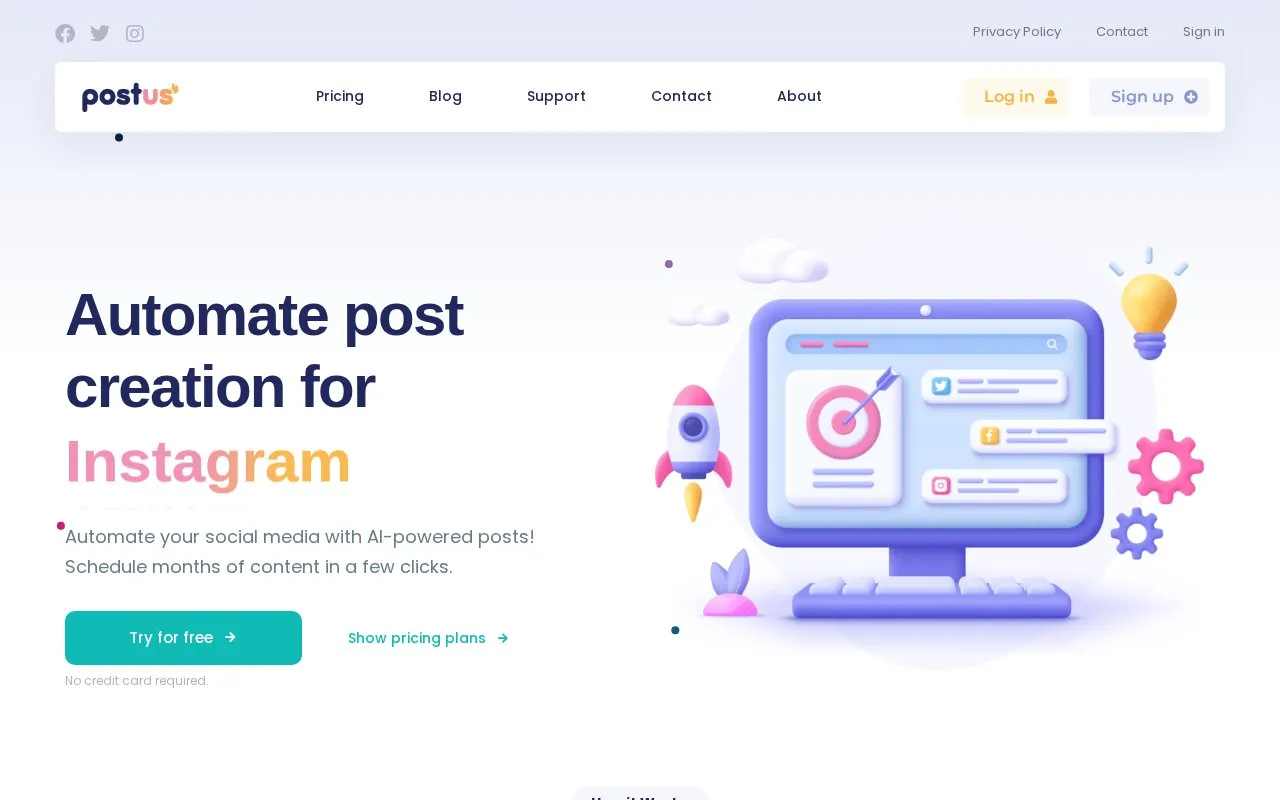 Postus homepage screenshot