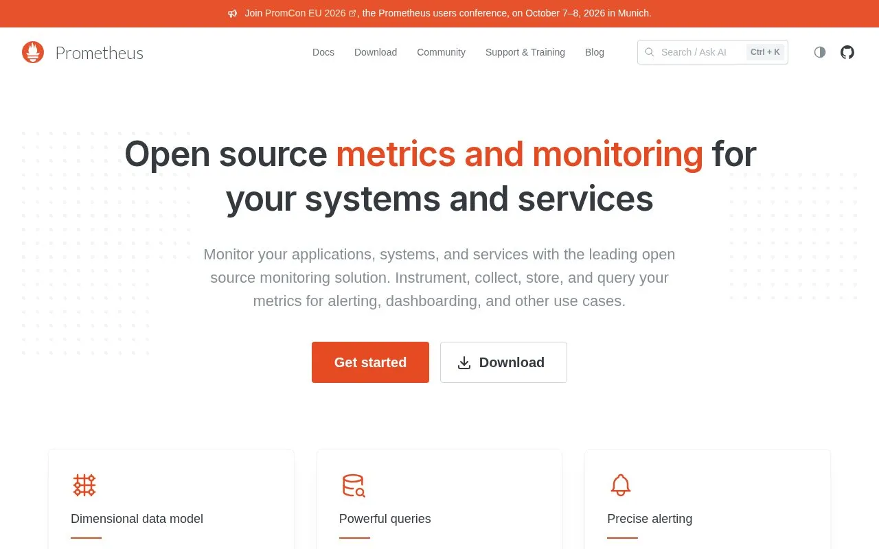 Prometheus homepage screenshot