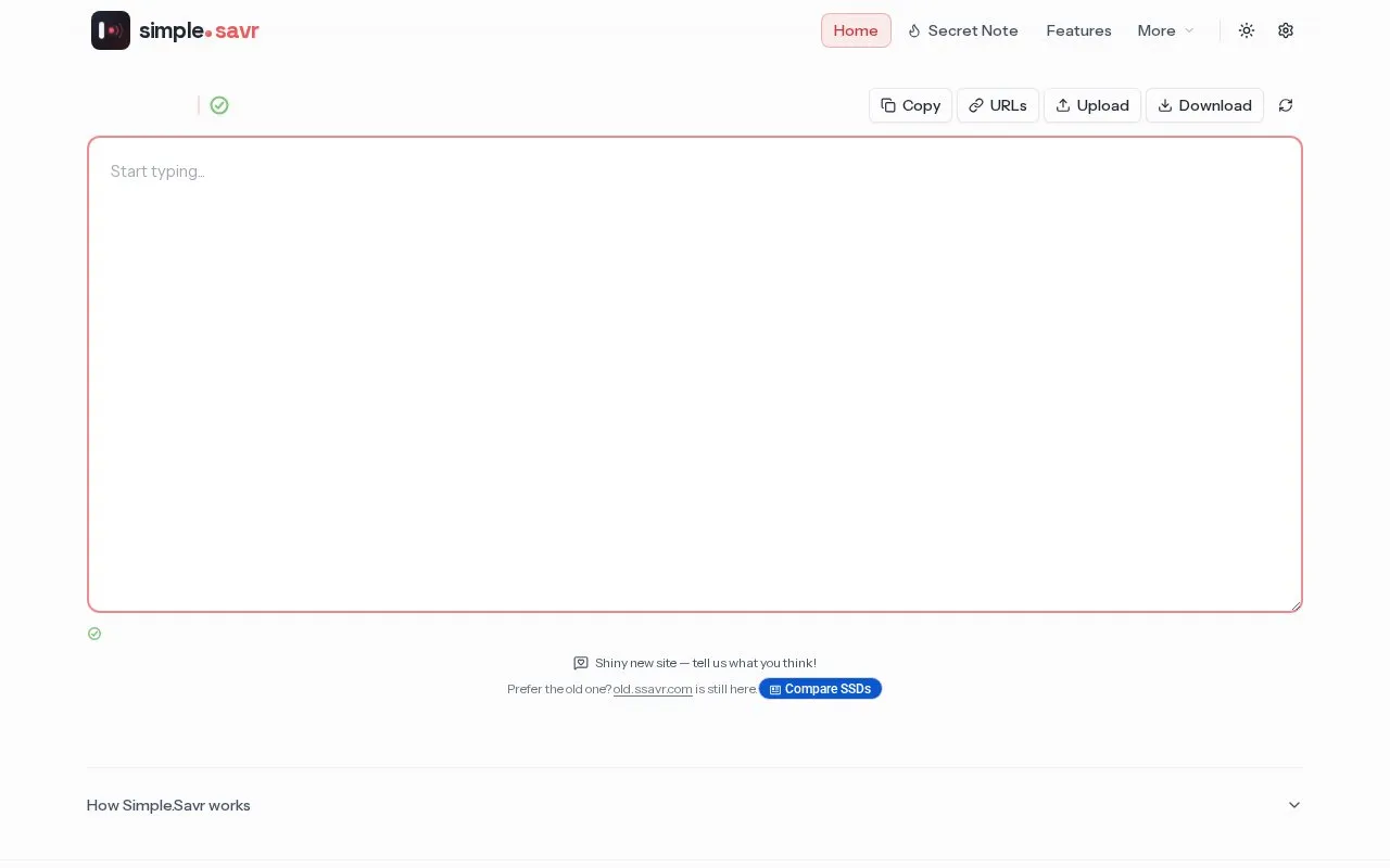 ssavr homepage screenshot