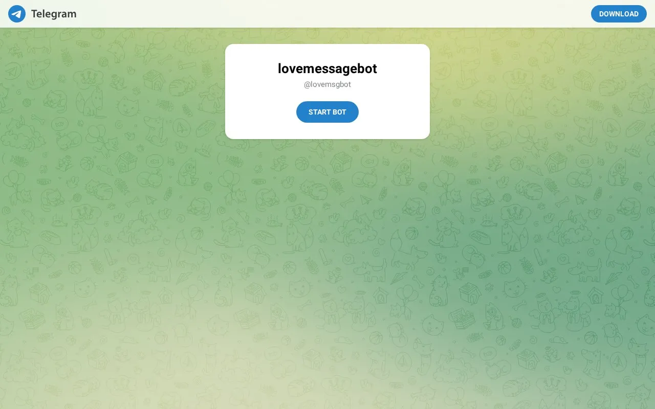 @lovemsgbot homepage screenshot