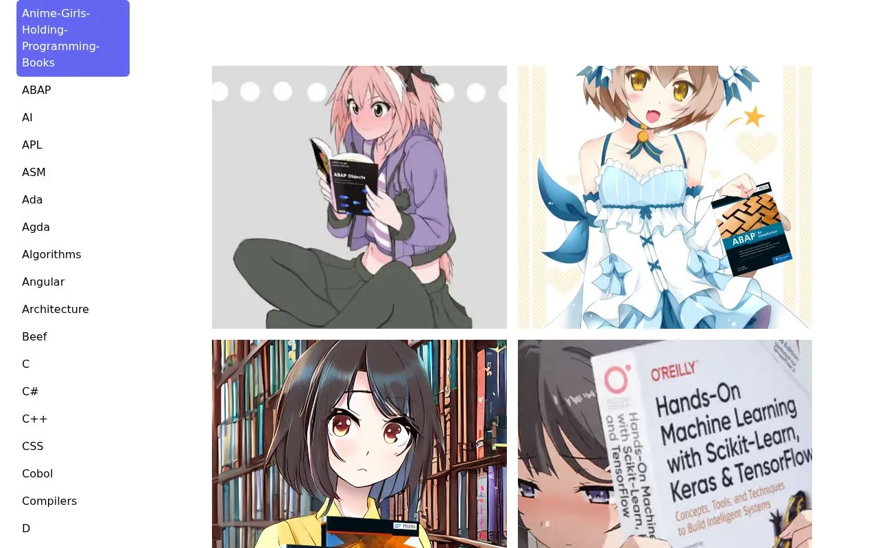 Anime Girls Holding Programming Books homepage screenshot