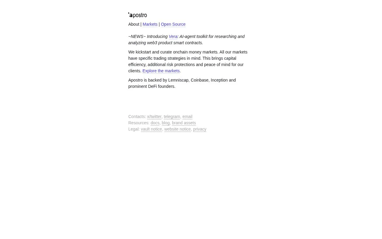 Apostro homepage screenshot