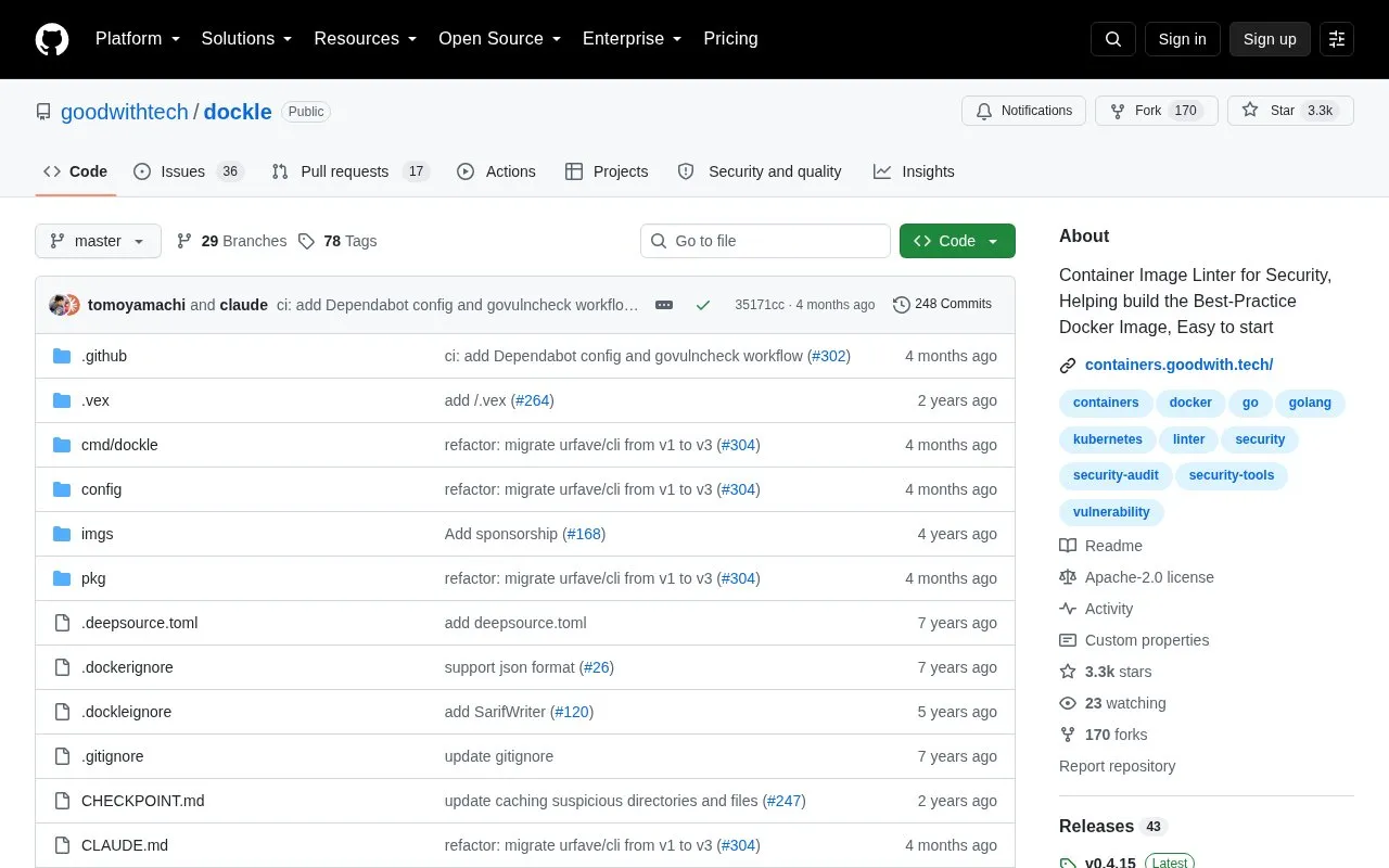 Dockle homepage screenshot