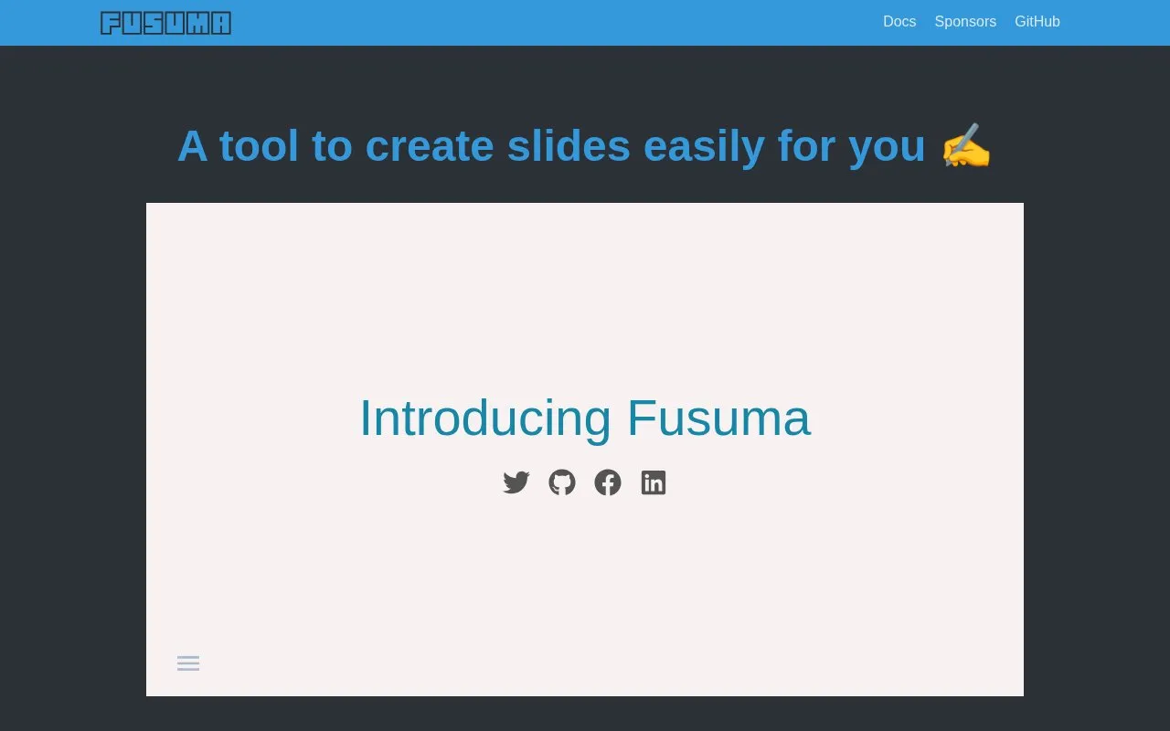 Fusuma homepage screenshot