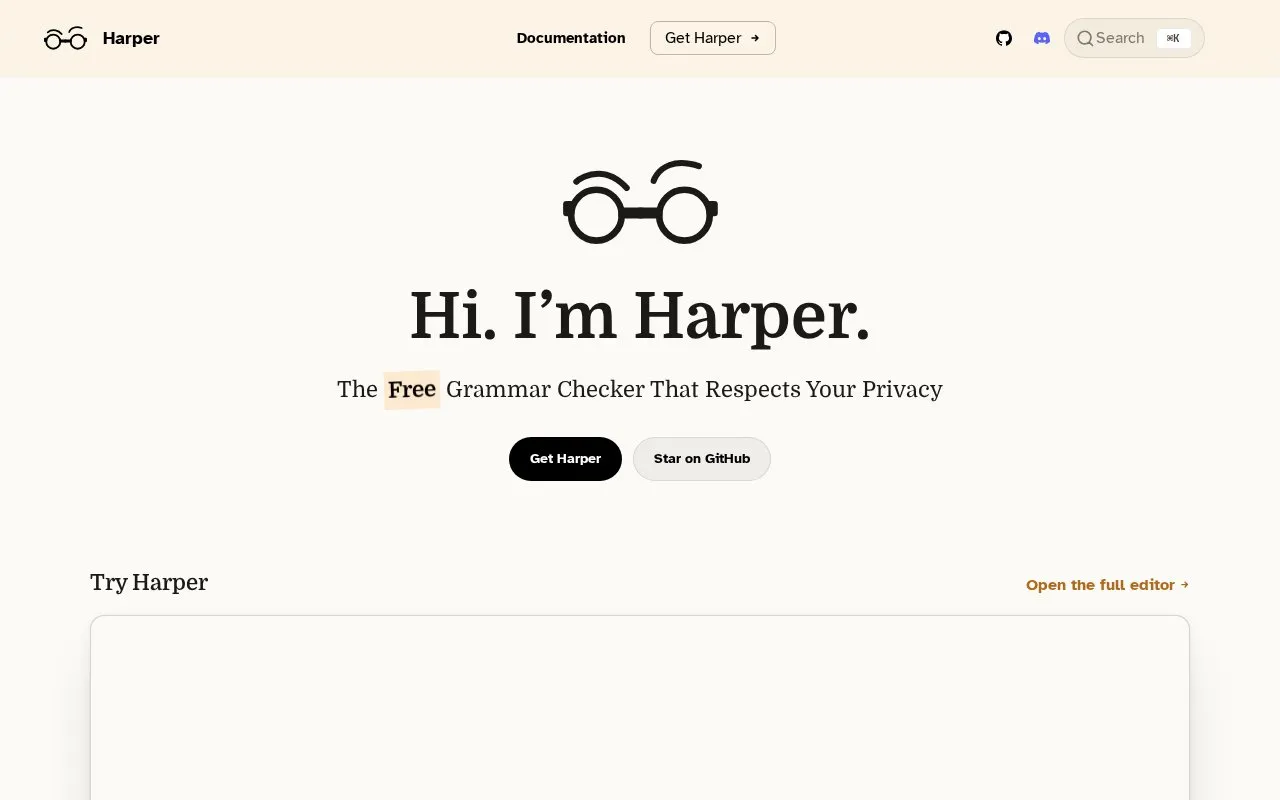 Harper homepage screenshot