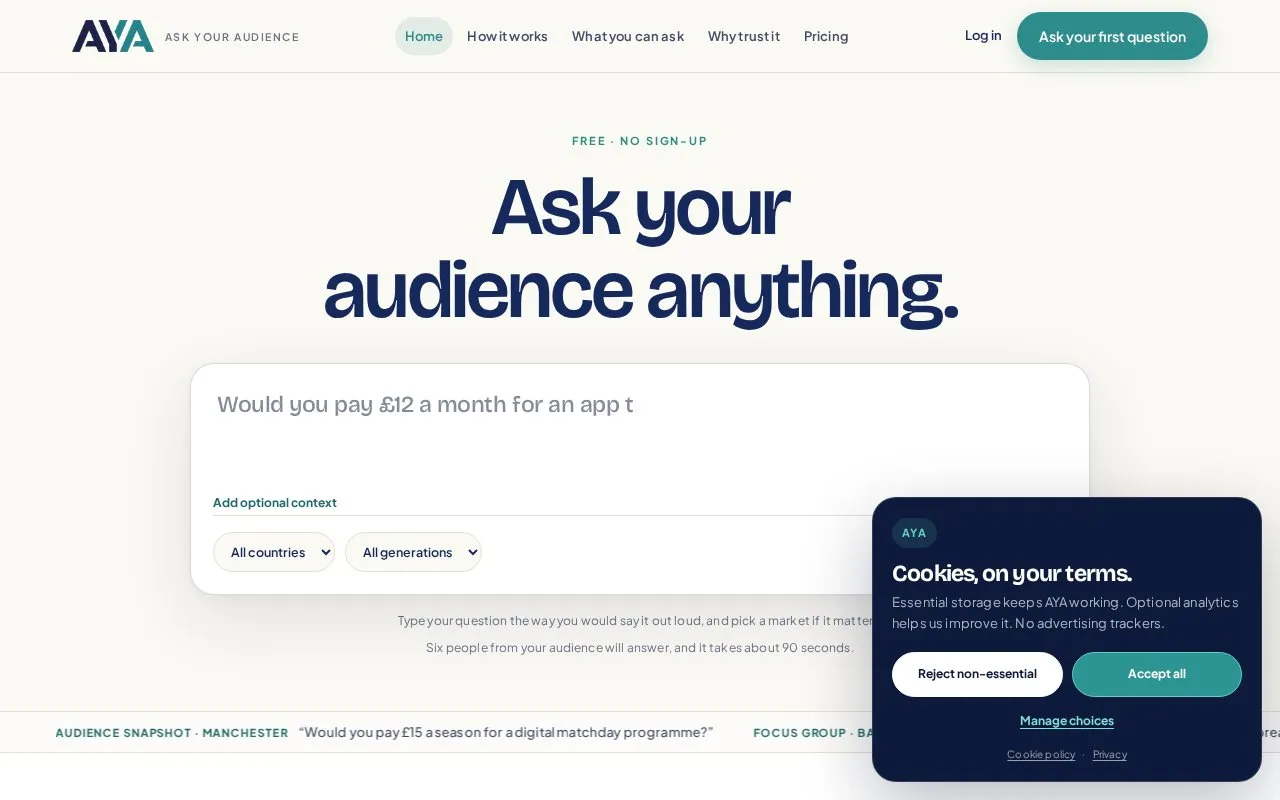 AYA homepage screenshot