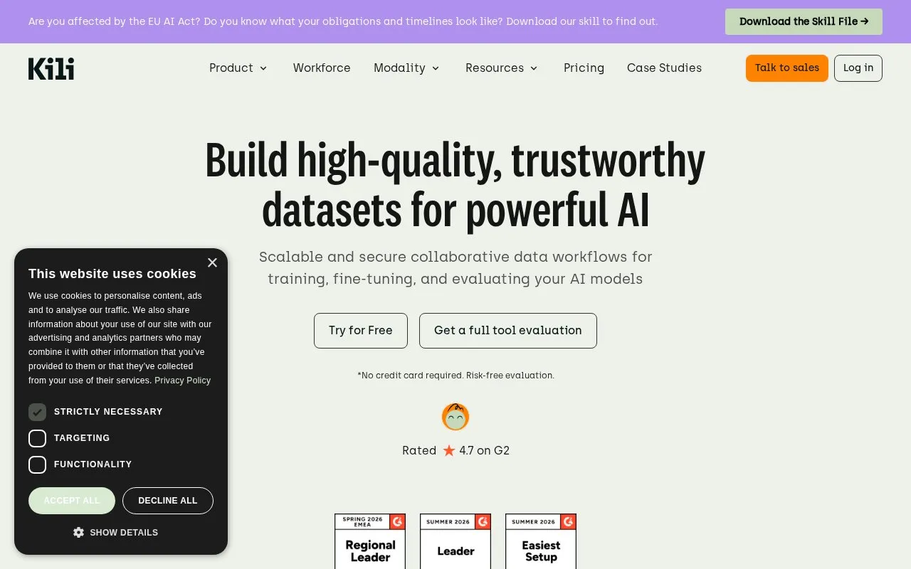 Kili Technology homepage screenshot