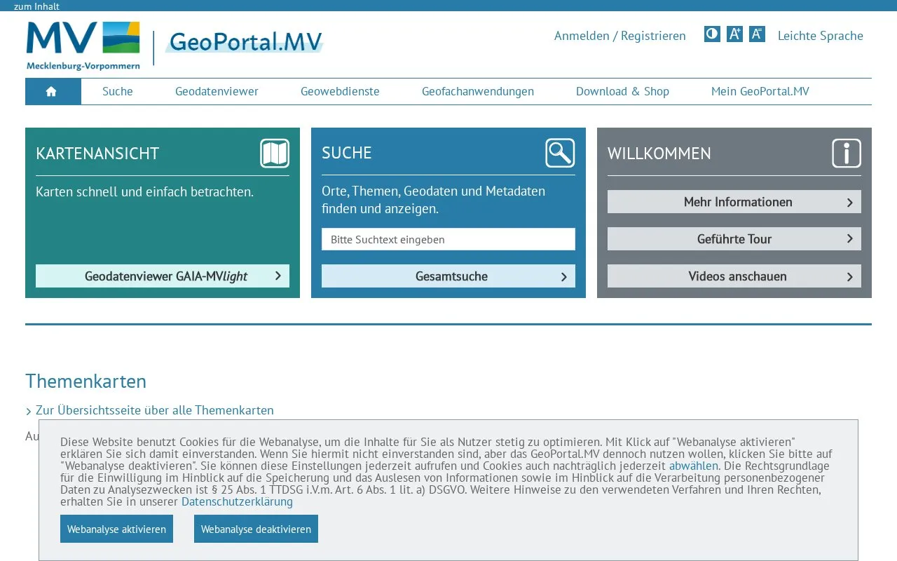 Geoportal Rheinland-Pfalz homepage screenshot