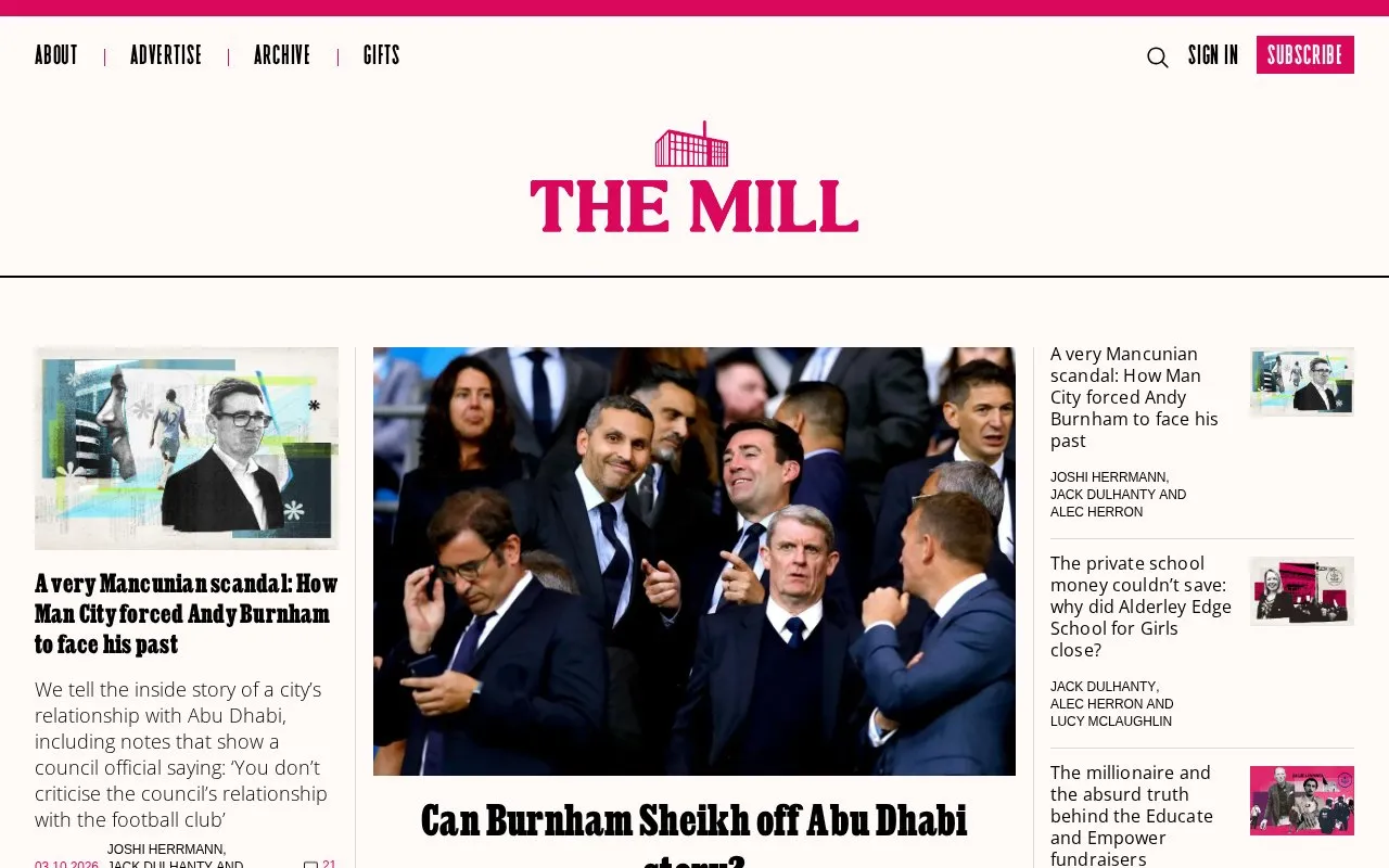 The Mill homepage screenshot