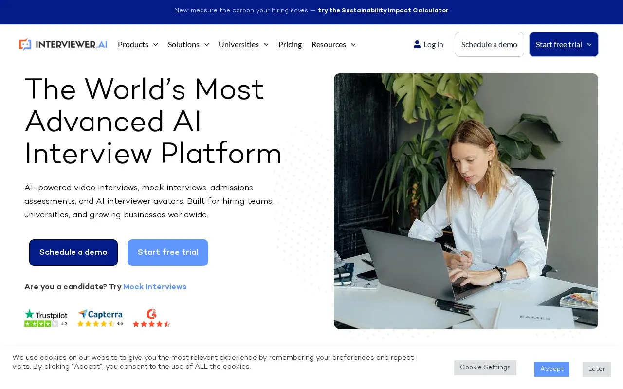 Interviewer.AI homepage screenshot