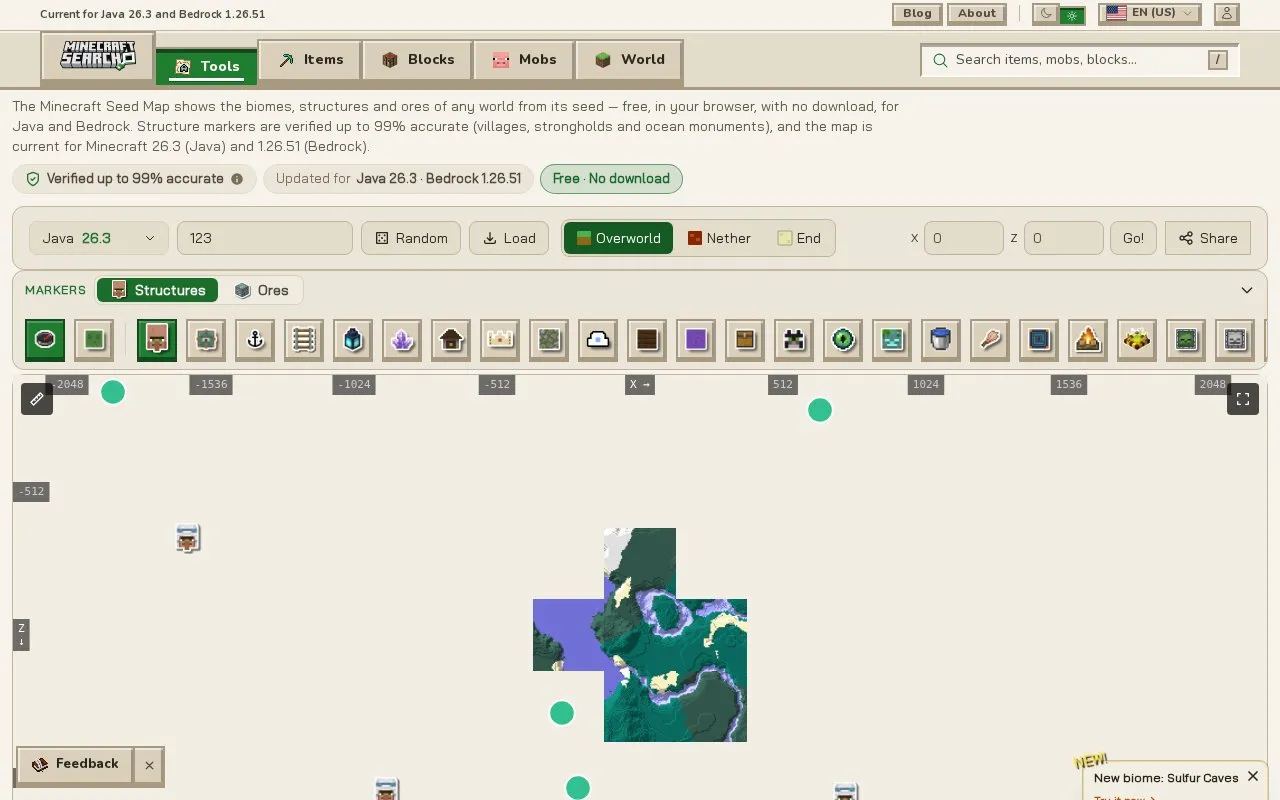 MinecraftSearch homepage screenshot