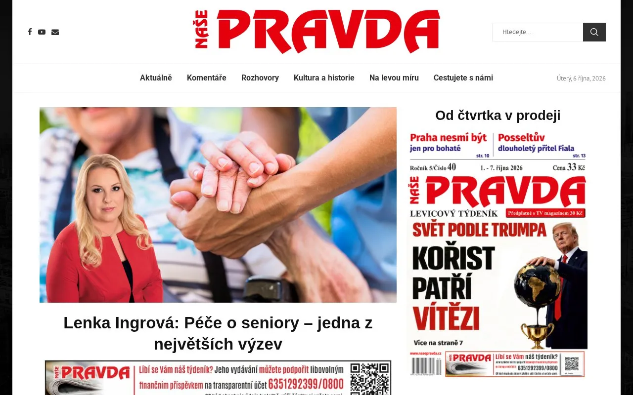 Naše pravda homepage screenshot