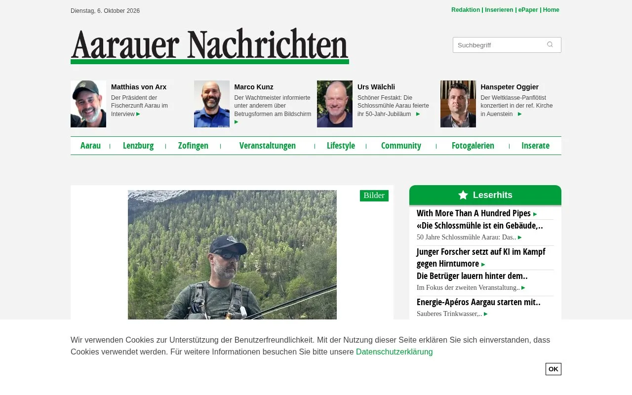 Aarauer Nachrichten homepage screenshot