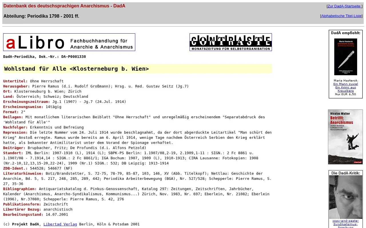 Wohlstand für Alle homepage screenshot