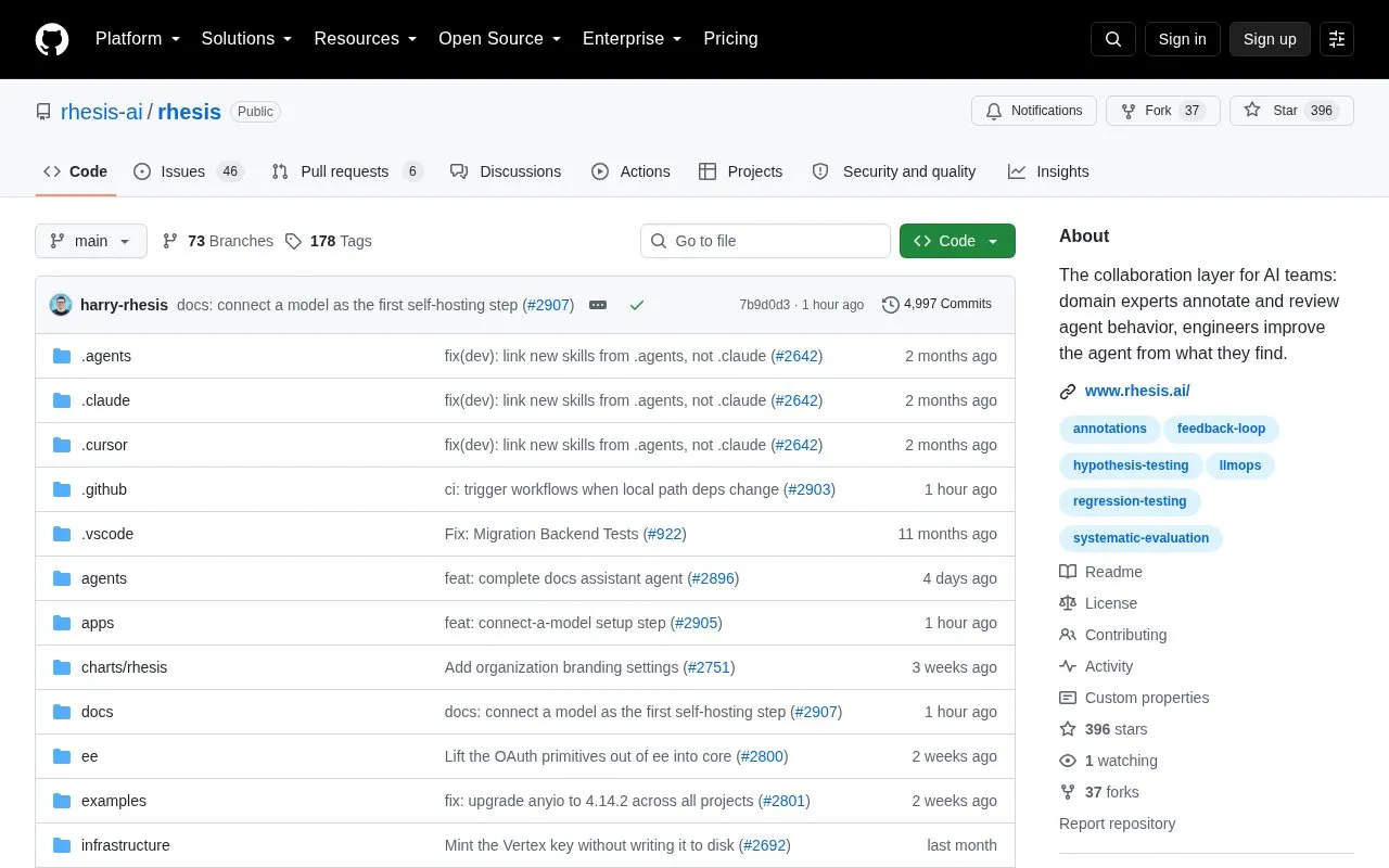 Rhesis homepage screenshot