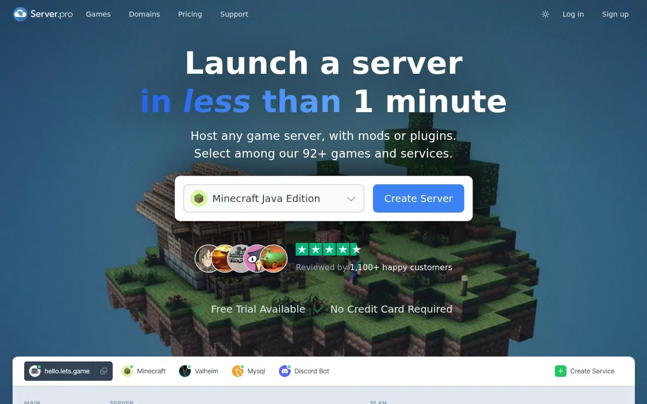 Server.pro homepage screenshot