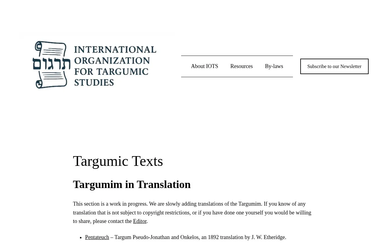 Targum homepage screenshot