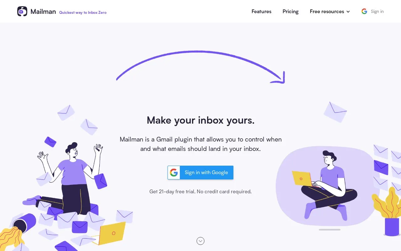 Mailman homepage screenshot