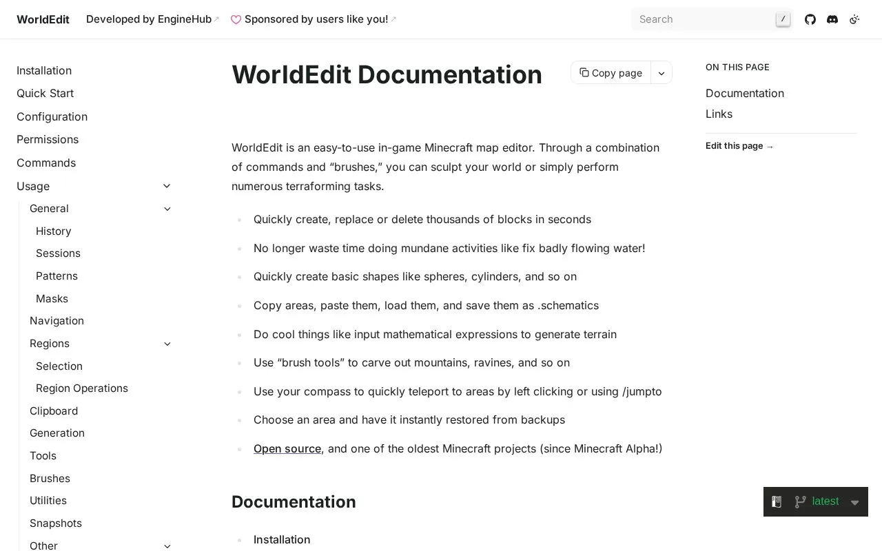 Docs homepage screenshot