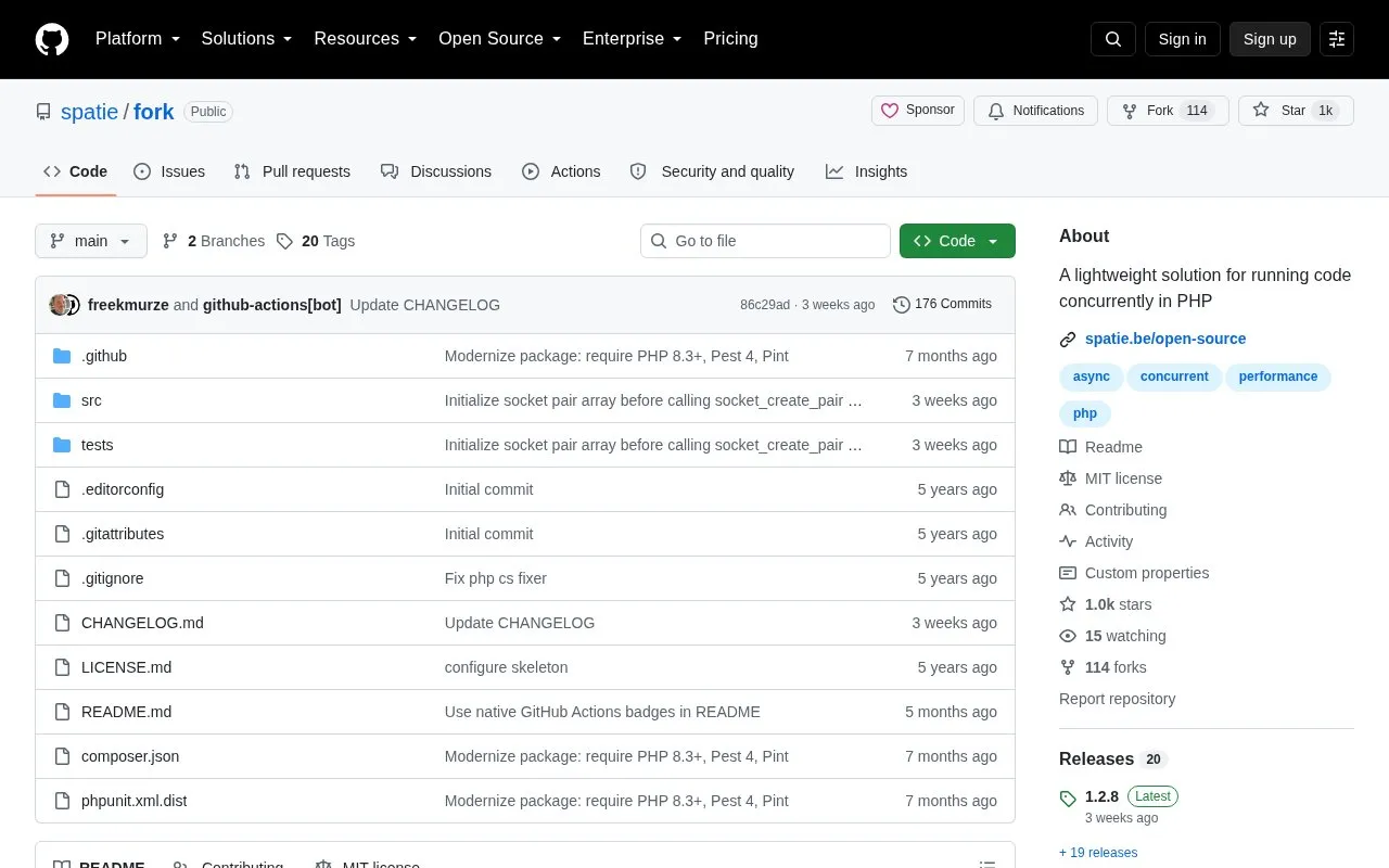 Fork homepage screenshot