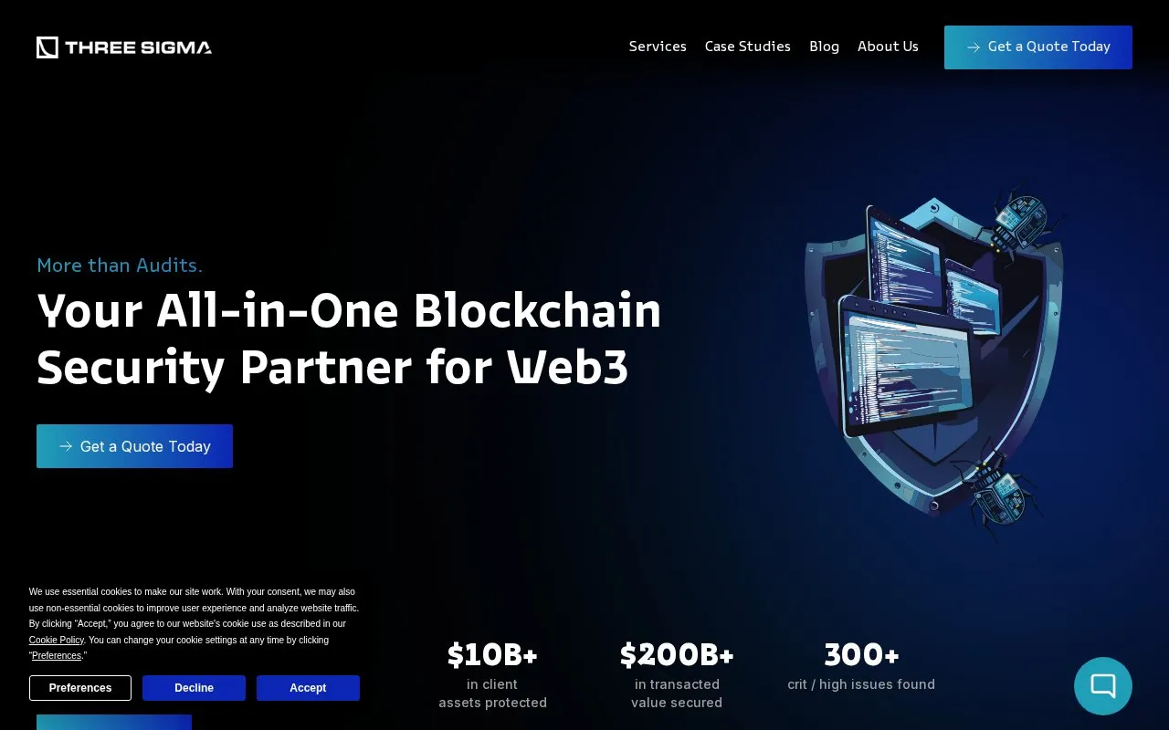 Three Sigma homepage screenshot