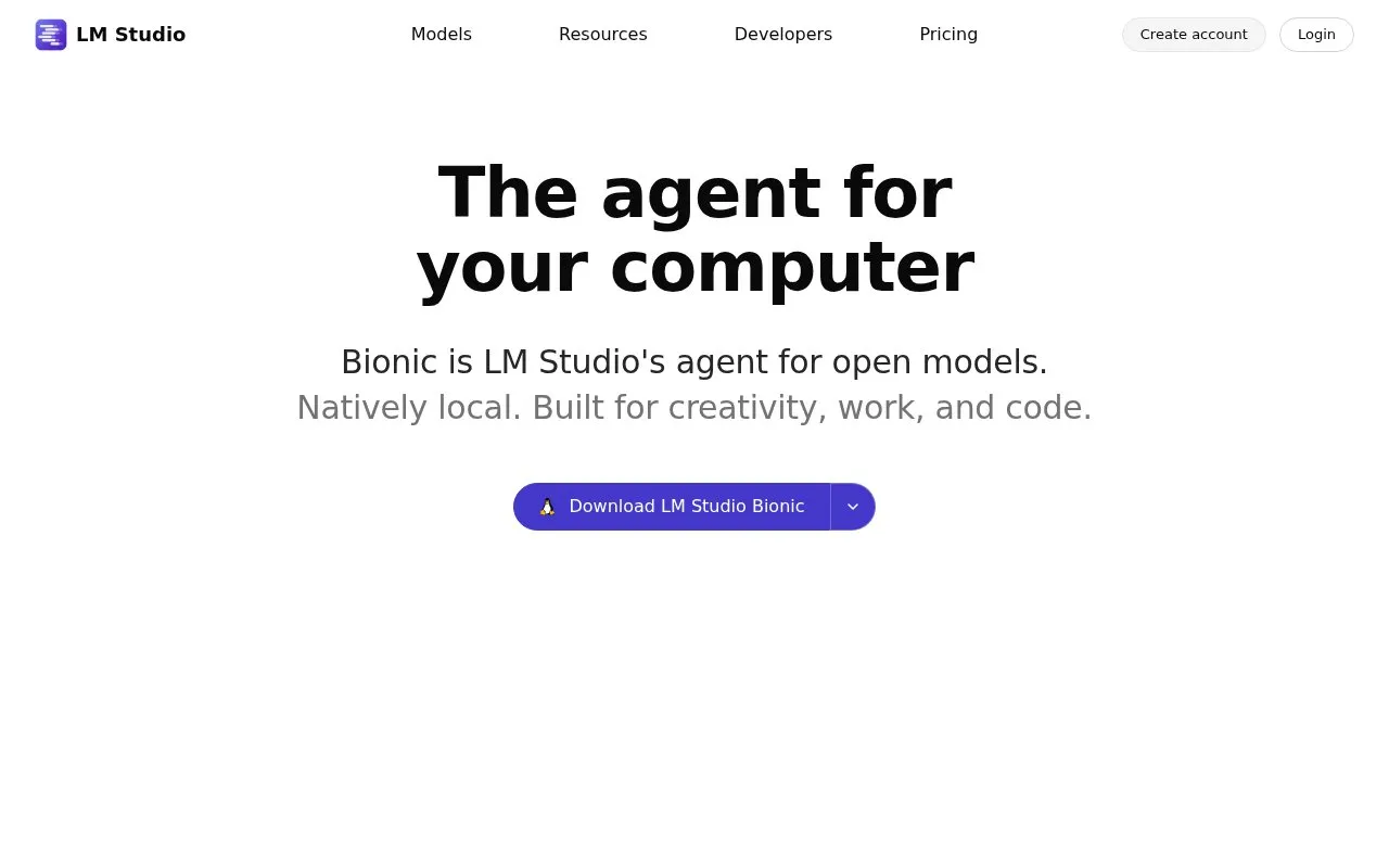 LM Studio homepage screenshot
