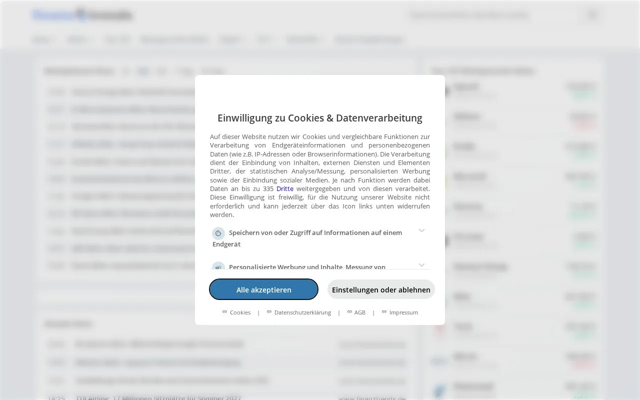 Finanztrends homepage screenshot