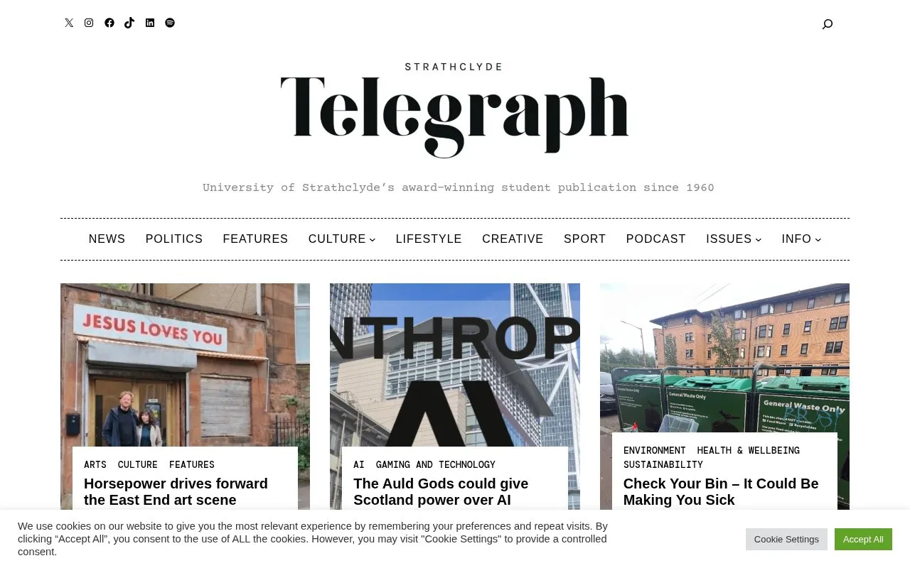 Strathclyde Telegraph homepage screenshot