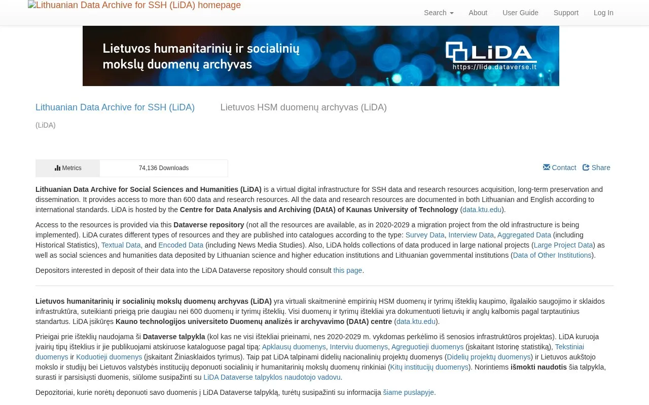LiDA homepage screenshot
