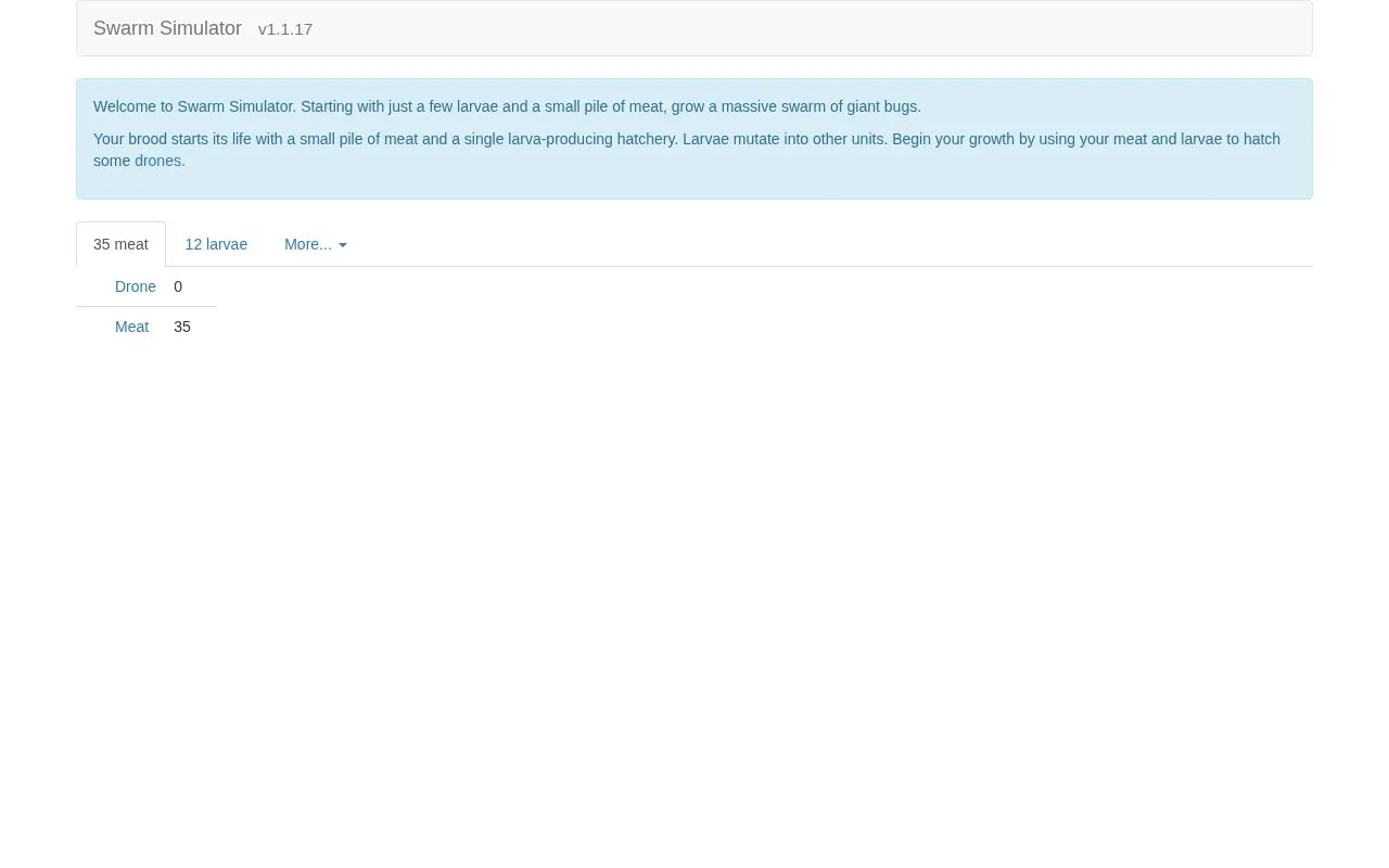 Swarm Simulator homepage screenshot