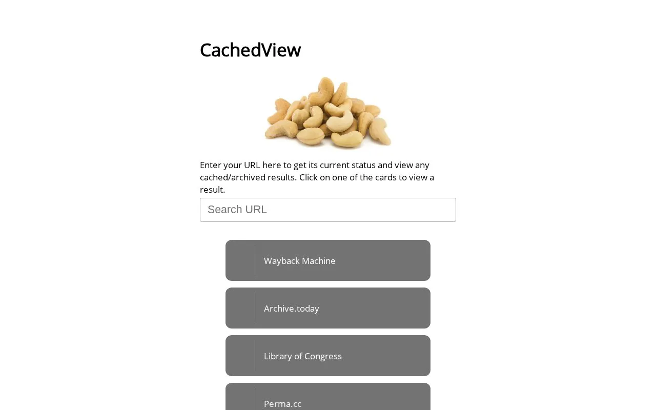 CachedView homepage screenshot