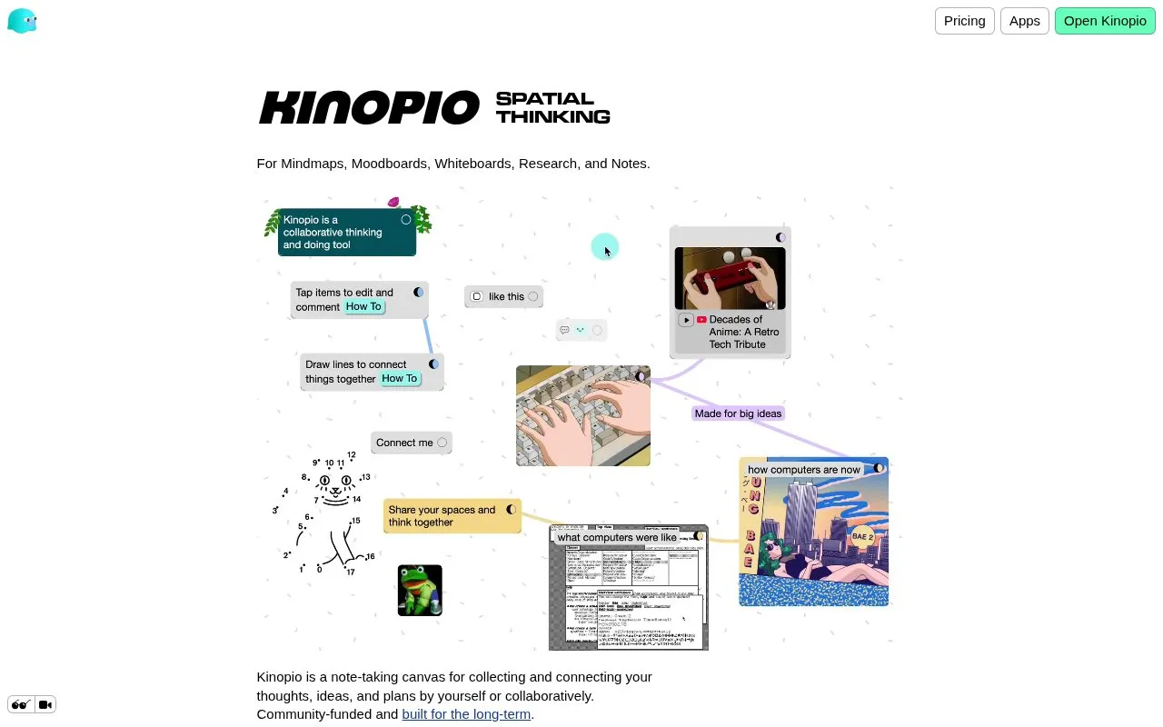 Kinopio homepage screenshot