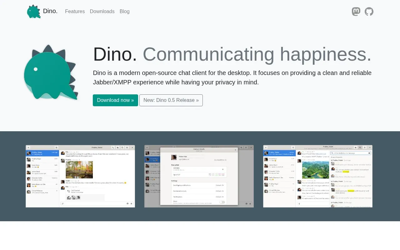 Dino homepage screenshot