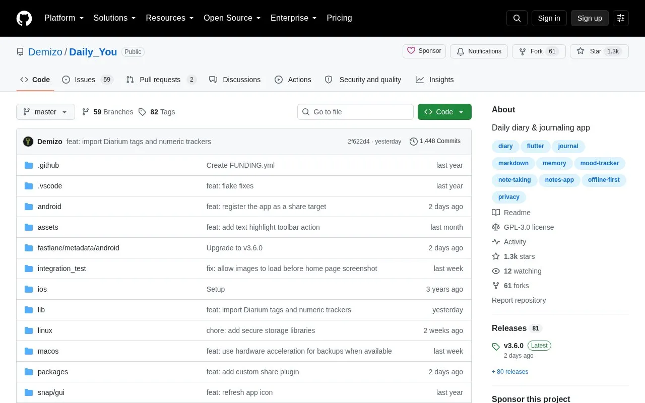 Daily You homepage screenshot