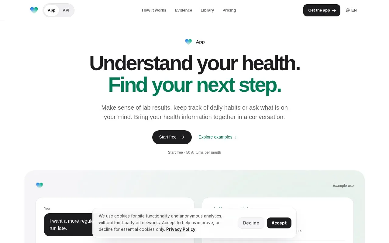 Yesil Health AI homepage screenshot