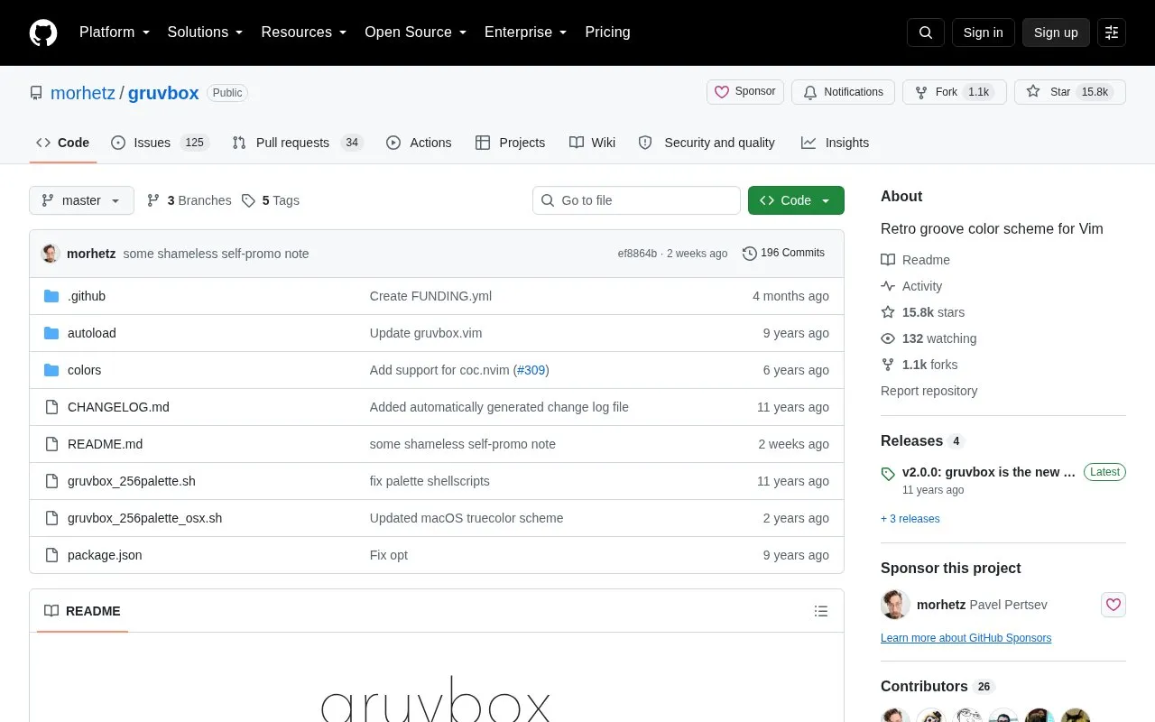 gruvbox homepage screenshot