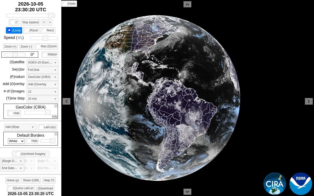 GOES-16 Satellite Imagery homepage screenshot