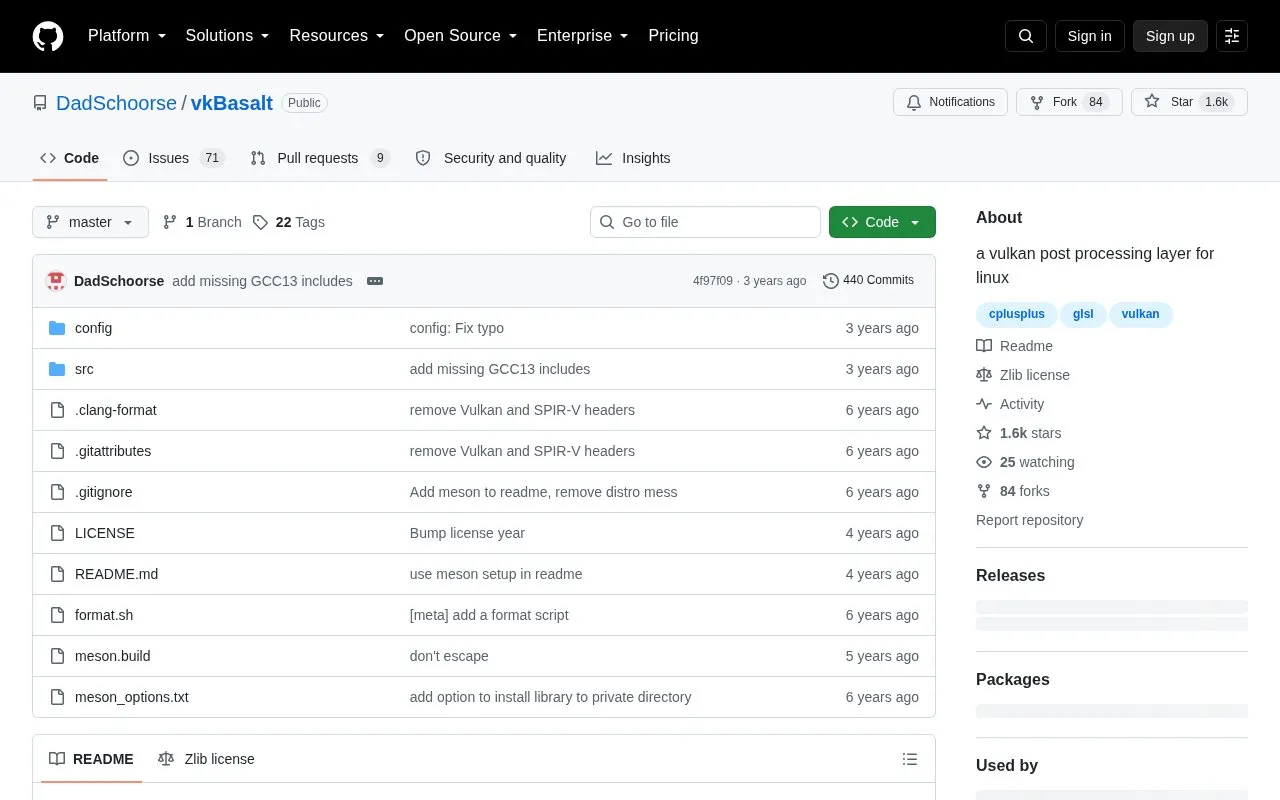 vkBasalt homepage screenshot